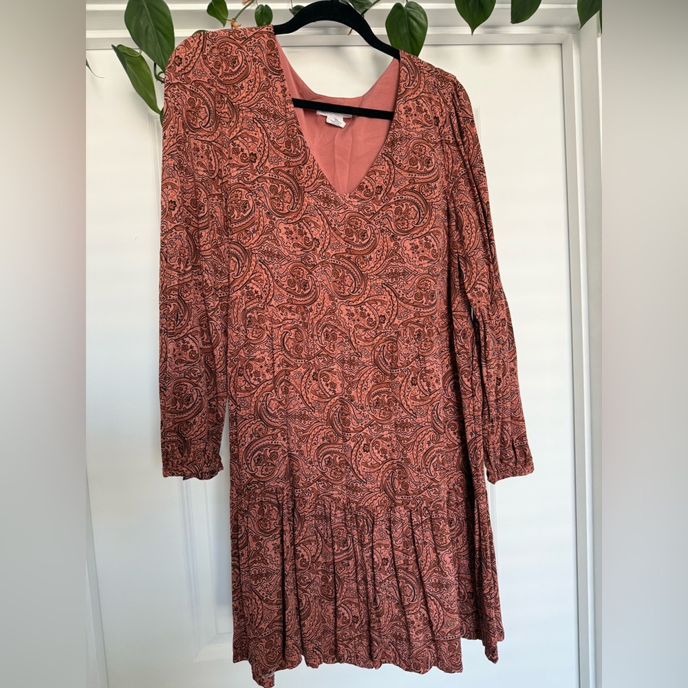 Lucky Brand Brown Tiered V-Neck Sundress